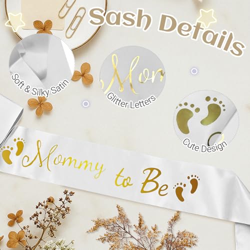 Elegant White Satin 'Mommy to Be' Sash for Baby Showers