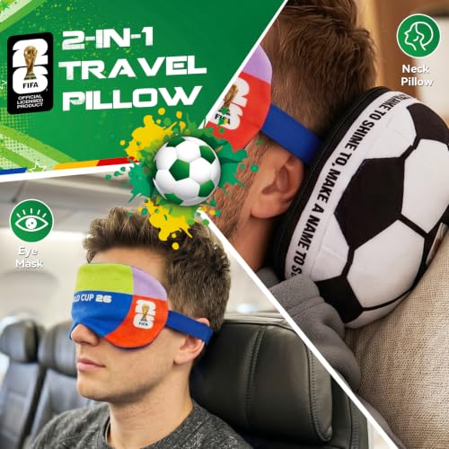 FIFA World Cup 2026 Travel Neck Pillow & Eye Mask Set - White & Black