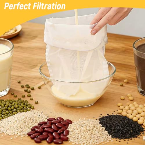 Reusable Nut Milk Bag - 200 Mesh Nylon Filter for Juice & Brewing (2pcs)