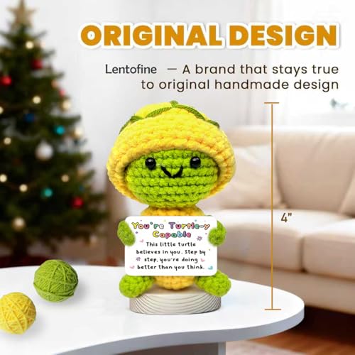 Crochet Turtle Capable Gift with Affirmation Cards - Handmade Support Decor