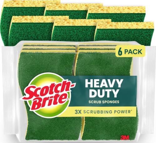 Scotch-Brite Heavy Duty Scrub Sponges Pack of 6 - Tough Cleaning Power