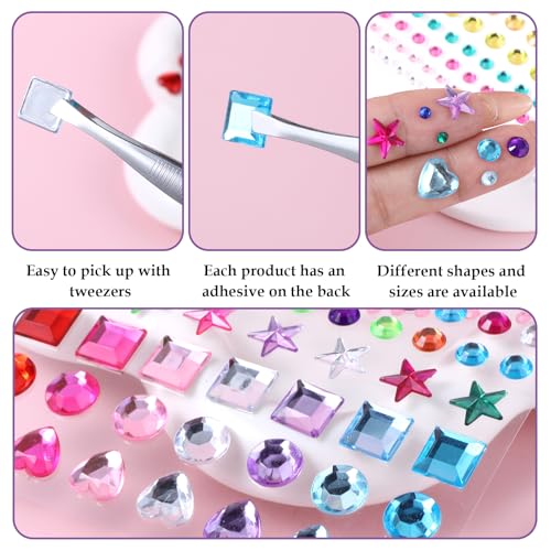 Rainbow Face Gems & Eye Rhinestone Stickers - 4 Sheets Crystal Body Jewels