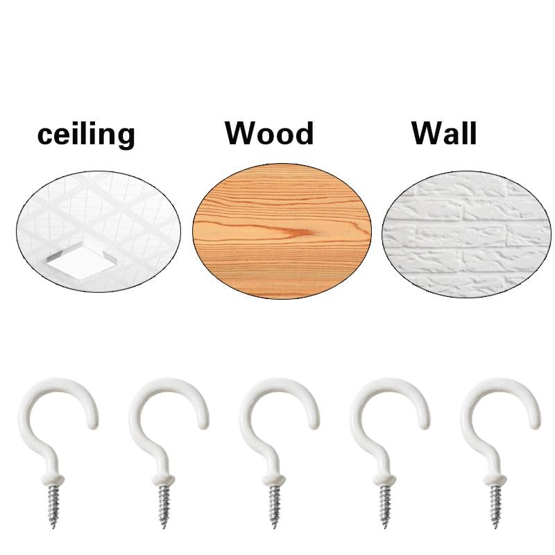 20-Pack 1-1/4 Inch White Ceiling Hooks for Heavy Objects