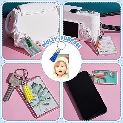 120 Sets 2x3 Inch Acrylic Photo Frame Keyrings with Tassel Charms - Classic Variation