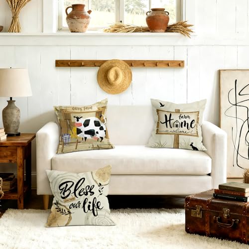 Farmhouse Animal Throw Pillow Covers - Set of 4, 18x18 Velvet