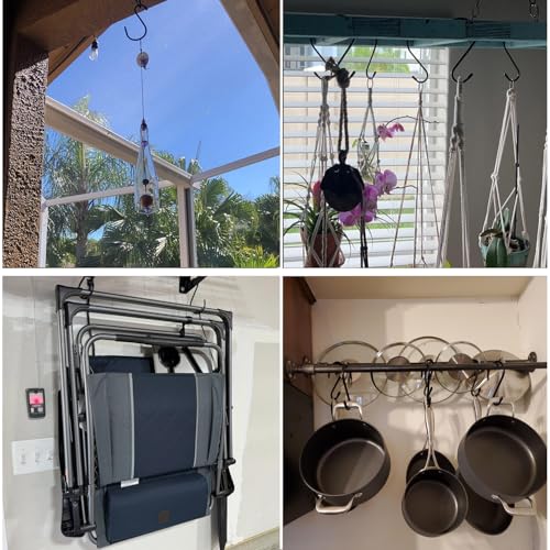 Heavy Duty 6-Inch Vinyl Coated Steel S Hooks - 4-Pack for Closet & Plant Hanging