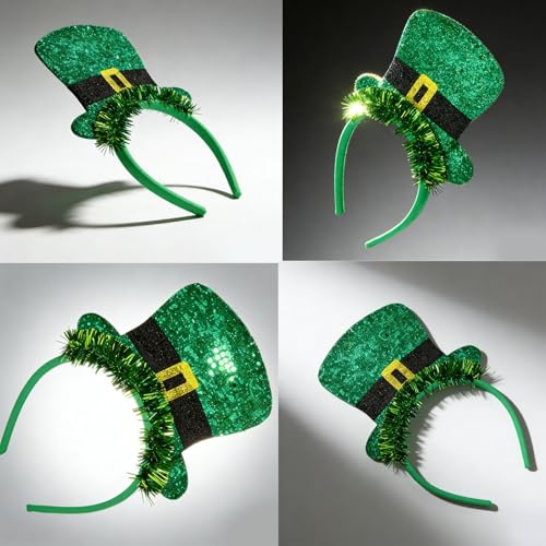 St. Patrick's Day Glitter Fringe Shamrock Leprechaun Hat Hairband