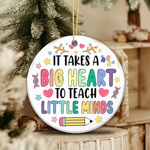 Heartfelt Teacher Ornament 2025 - It Takes a Big Heart to Teach Little Minds
