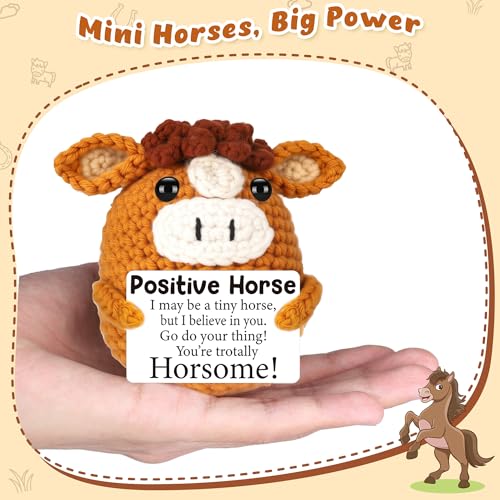 Handmade Crochet Horse Positive Gift - Mini Inspirational Desk Decor