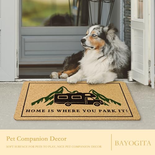Mountain Camping Welcome Mat - 17x30 Inch Indoor Outdoor Doormat