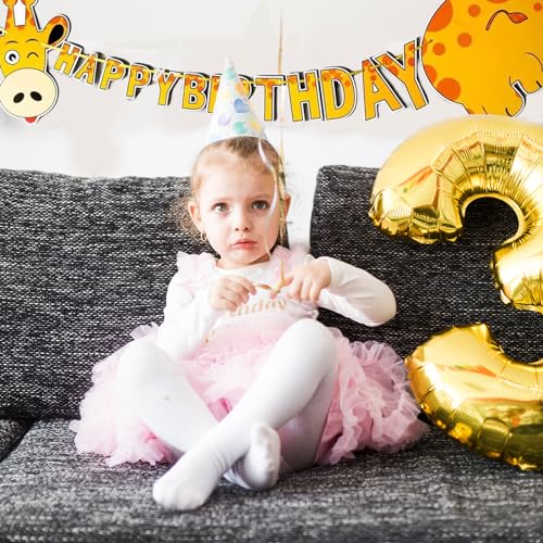 Giraffe Happy Birthday Banner - Jungle Safari Themed Party Bunting