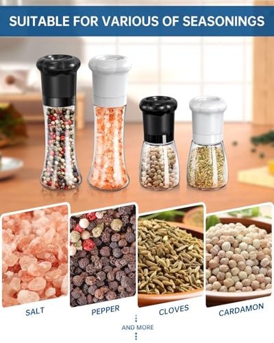 CIRCLE JOY Tall Black Manual Salt and Pepper Grinder Set with Ceramic Blades