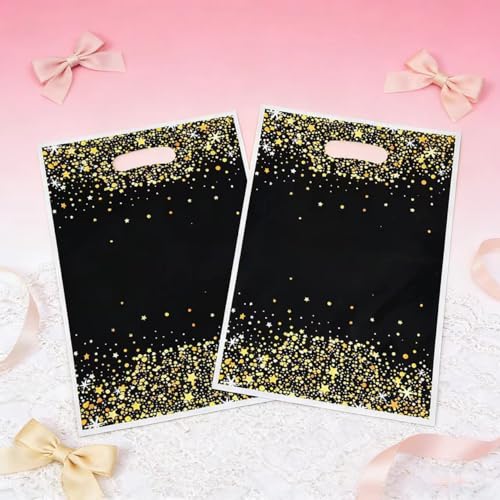 Reusable Grocery Bags - 50 Pcs Plastic Gift Bags with Star Pattern