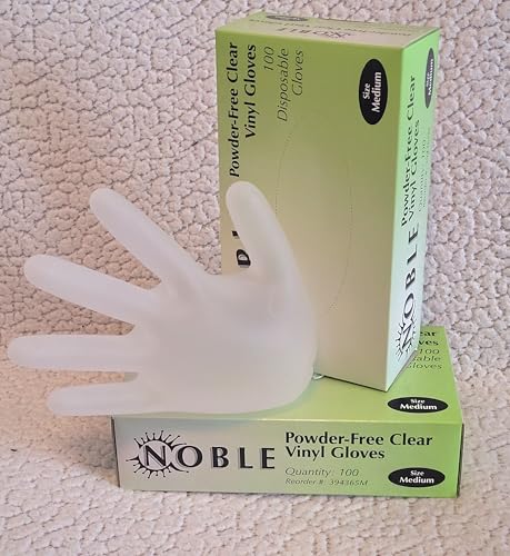 Noble Disposable Vinyl Gloves - 100 Pcs, Latex-Free, Medium