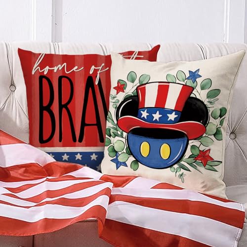 4th of July Decorative Throw Pillow Covers 16" x 16" (Set of 4)
