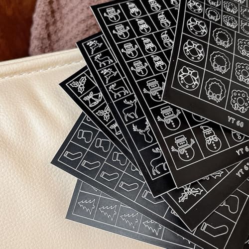 Christmas Nail Stencils Stickers 6 Sheets Airbrush Decals for Holiday DIY