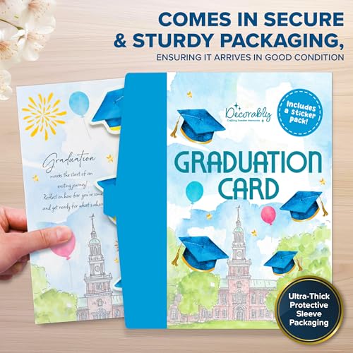 Pop Up Gold Foil College Graduation Card 5x7in with Stickers