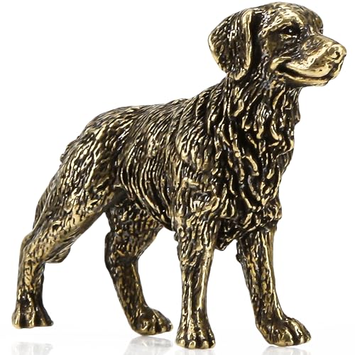 Solid Brass Mini Golden Retriever Dog Figurine – 1.85" Retro Animal Statue