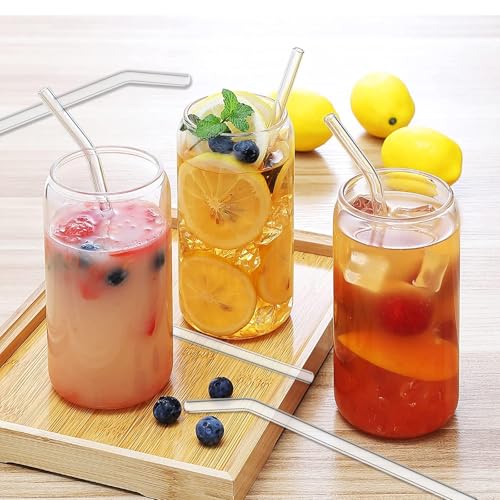 Colorful Reusable Glass Straws - 10 Pcs Shatter Resistant