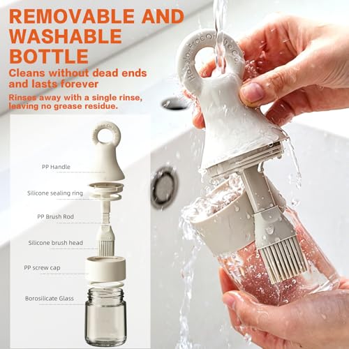 MMJ 150ml White Glass Oil Dispenser with Silicone Brush - Leak-Resistant