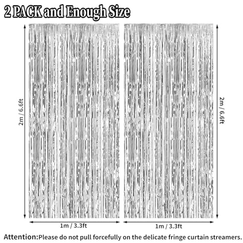 2 Pack Foil Fringe Curtains Backdrop - 3.3ft x 6.6ft for Parties