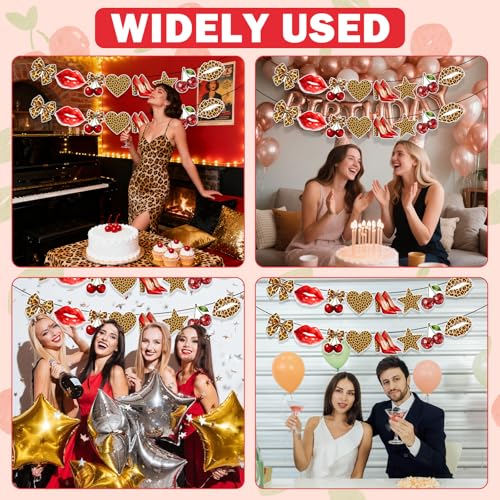 Cherry & Cheetah Print Banner - 2Pcs Party Decorations