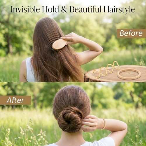 Spiral Hair Pins and Hair Ties Set - Gold Twist Bun Maker for Thick Hair