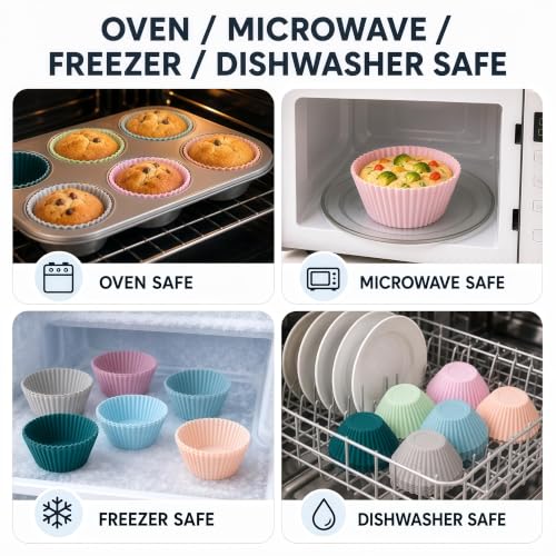 Caketime JSC-300 Reusable Silicone Muffin Liners, 12 Pack - Regular
