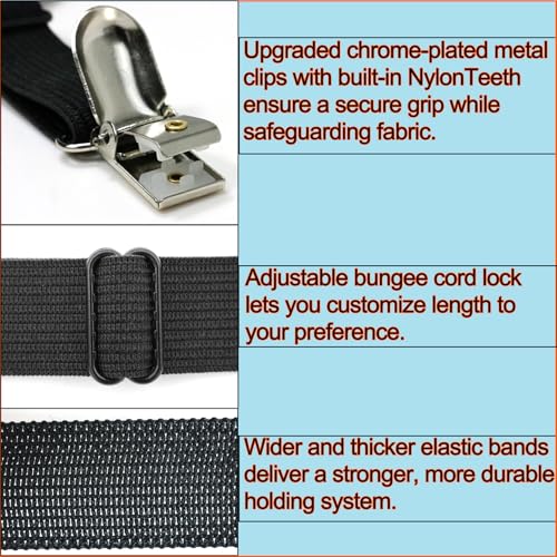 Szuoixe Adjustable Sofa Cover Straps & Cushion Fasteners, 8-Pack Black