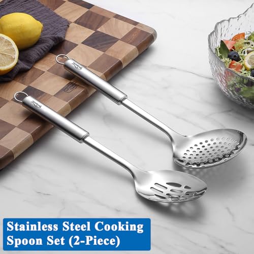 Berglander 2-Piece Stainless Steel Slotted Spoon and Skimmer Set, 13-Inch