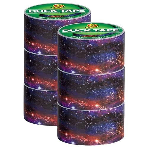Duck Printed Duct Tape, Galaxy Design, 6 Rolls - Heavy Duty