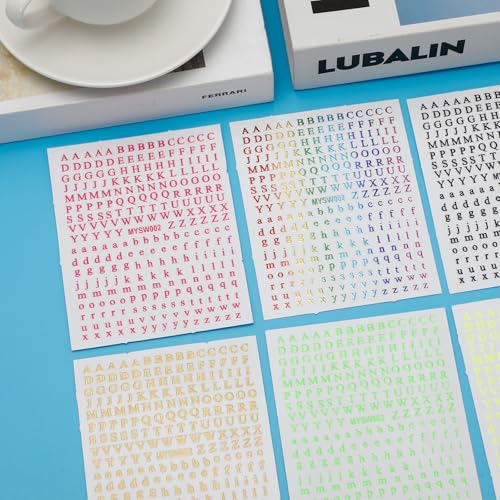 CIZITBE 12 Sheets Letter Nail Art Stickers Self-Adhesive Alphabet Decals