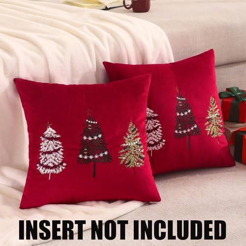 Christmas Velvet Throw Pillow Covers - Set of 2, 18x18 inches