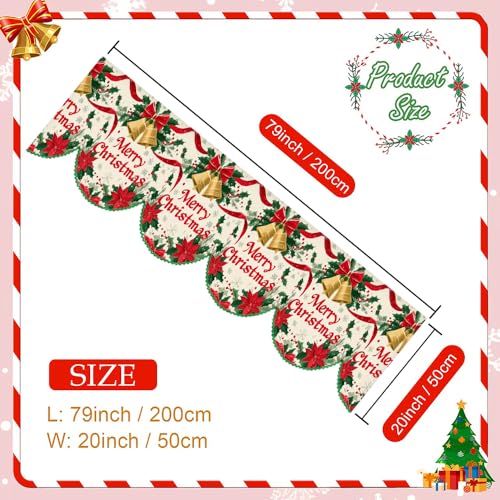 Green Edge Merry Christmas Fireplace Scarf Cover - 20x79in Decor