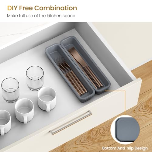 Silicone Drawer Organizer for Cutlery - 2 Pack, Heat-Resistant & Non-Slip