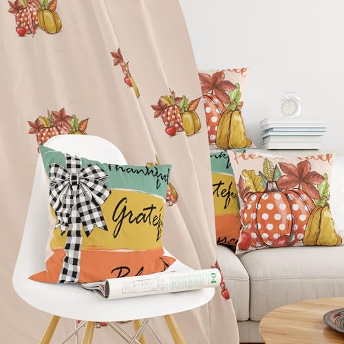 OHOME Fall Orange Pillow Covers 18x18 Inch - Thanksgiving Decor for Couch & Home