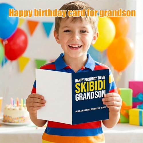 Skibidi Meme Birthday Card for Grandson - Funny 5x7 Greeting Card