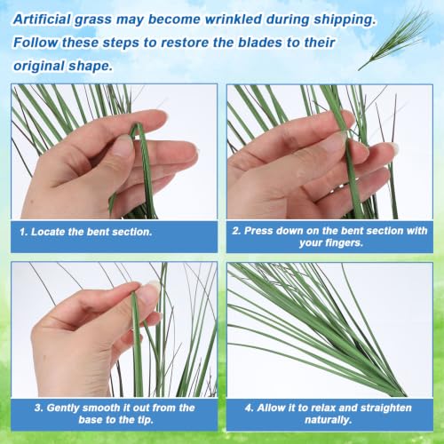 15.7" Artificial Grass Plant - 10 Pcs Realistic Faux Greenery for Indoor & Outdoor Decor
