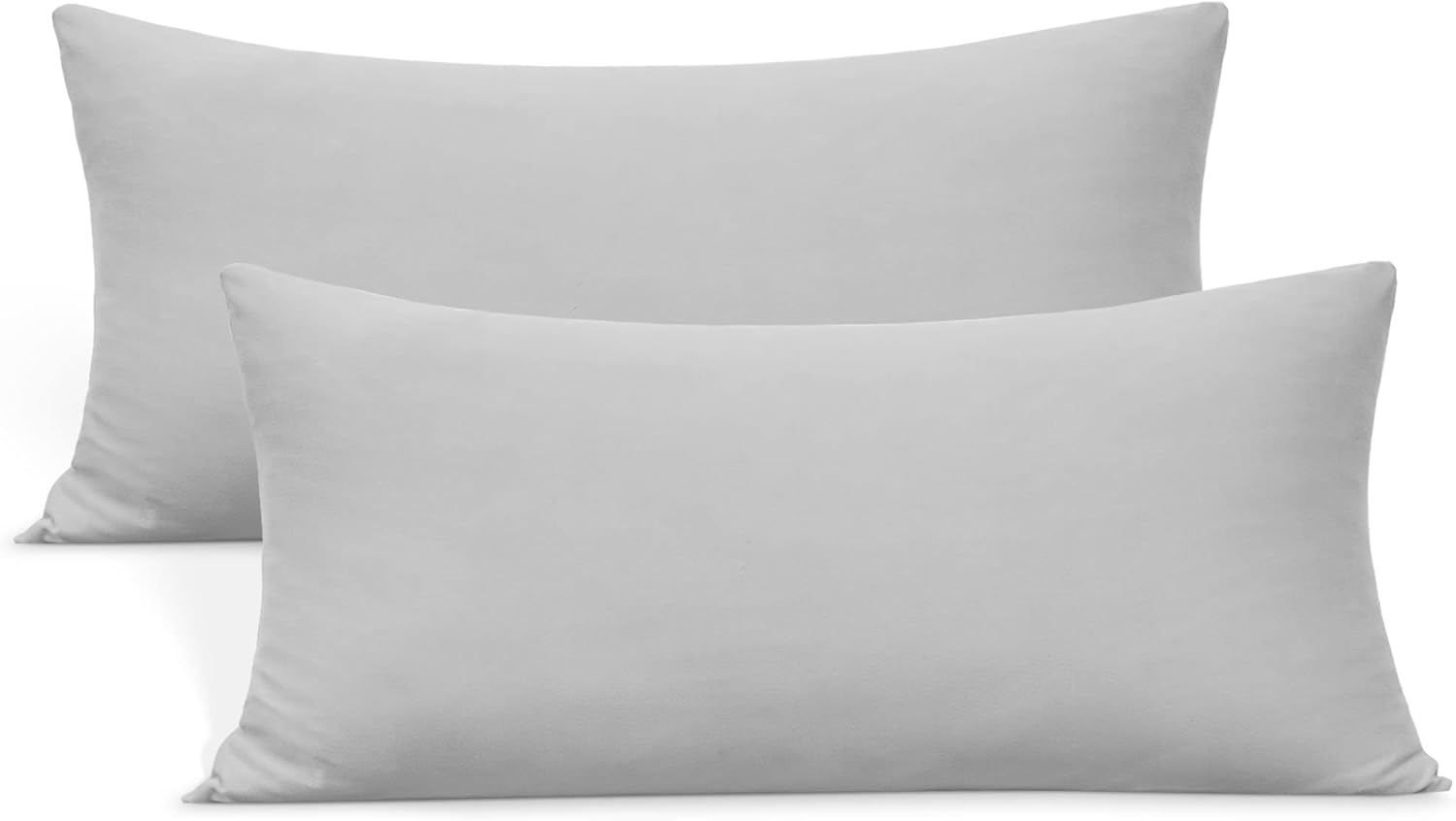 Skiennix 2-Pack Stretch King Pillow Cases - Ultra Soft Jersey Knit with Envelope Closure | Light Gray, 20x36/20x40 Size
