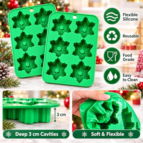2pcs Christmas Snowflake Silicone Molds 6 Cavities Hanging - Variation of THIS listing