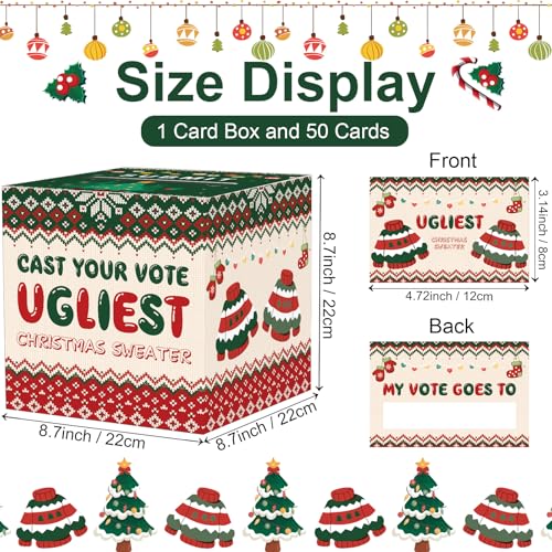 Christmas Ugly Sweater Contest Voting Card Box Set with 50 Vote Cards