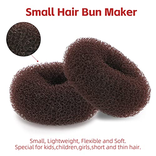Aivwis Kids Hair Bun Maker Set - 6 Pcs 2 Inch Donut Shapers with Pins