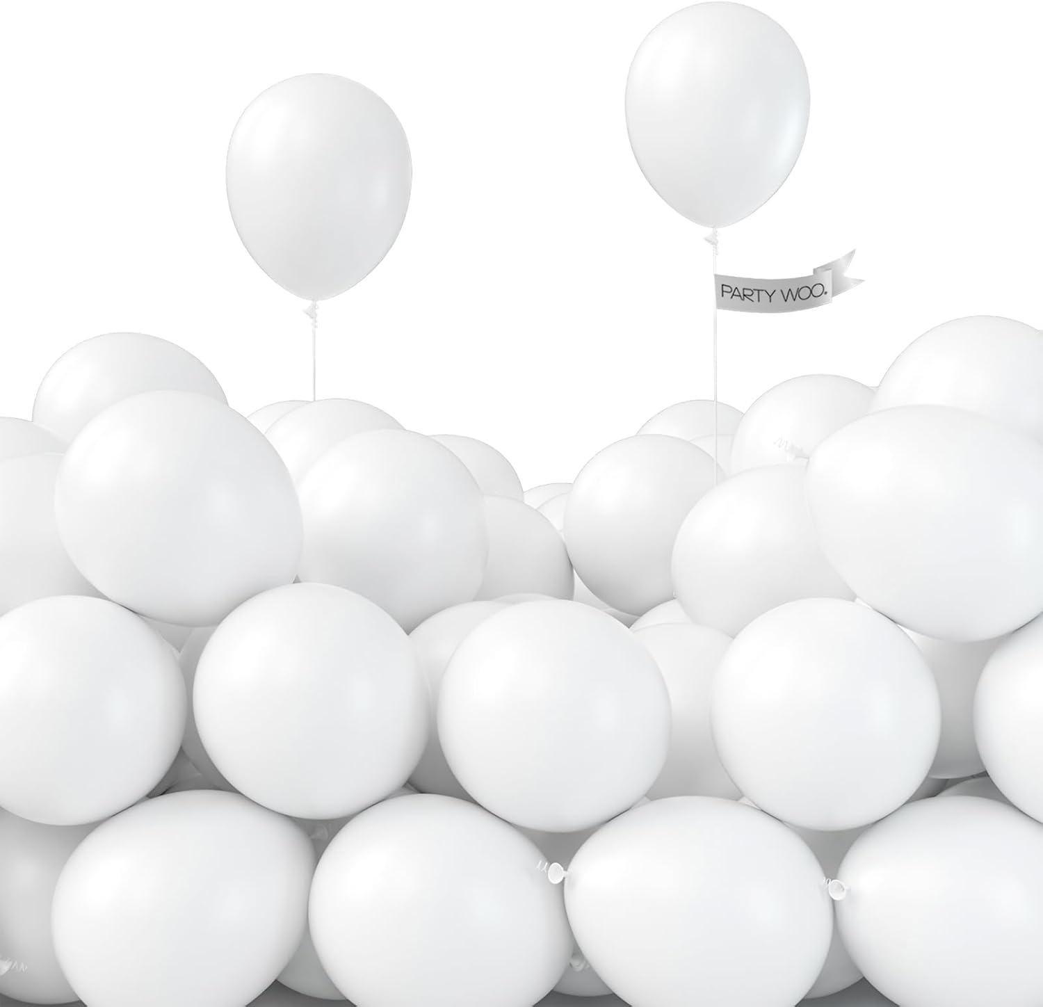 PartyWoo White Balloons - 100 Pcs 12 Inch & 5 Inch Matte Balloons for Celebrations