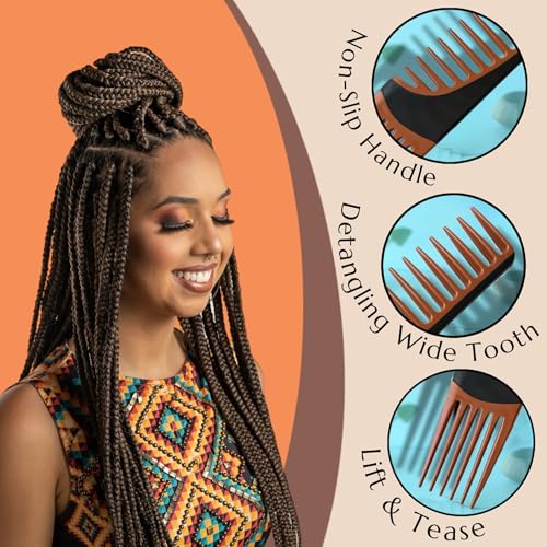 ALAZCO Duo Detangling & Hair Lifting Comb - Wide Tooth Styling Tool