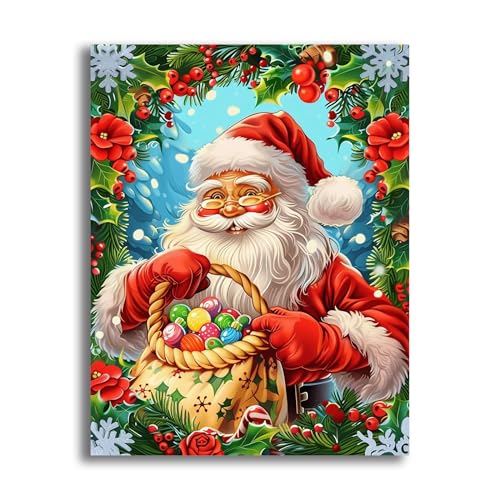5D DIY Christmas Diamond Painting Kit - Santa Claus Art 12x16"