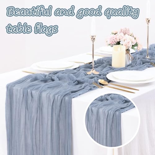4 Pack Dusty Blue Cheesecloth Table Runner 10 FT Boho Semi Sheer Rustic Fabric