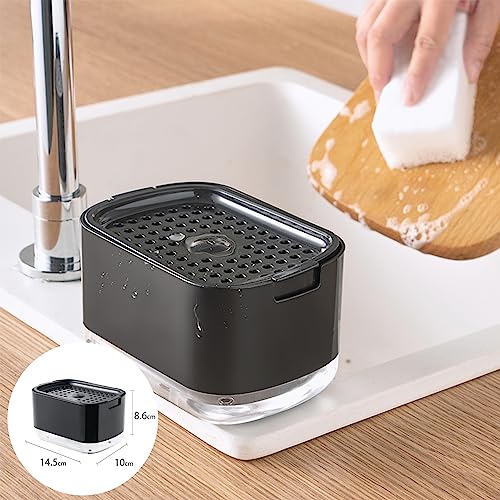 RUFCRIL 10oz Dish Soap Dispenser and Sponge Holder – Black Sink Organizer