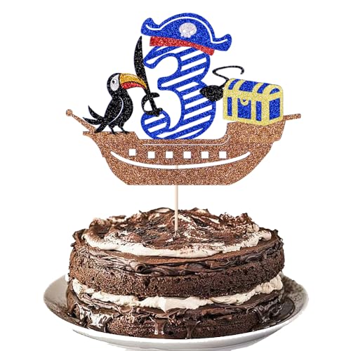 Pirate 3rd Birthday Cake Topper | Kids Party Decoration