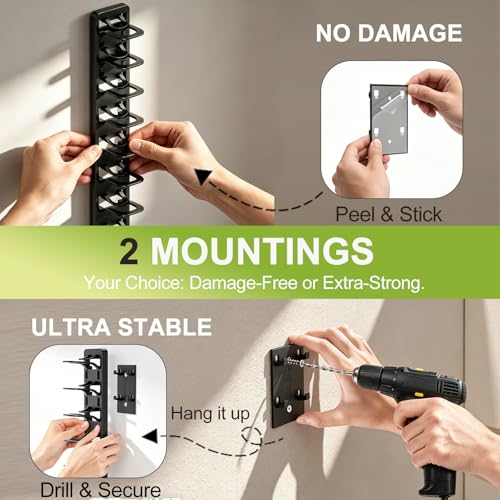 Hat Organizer for Baseball Caps - Black 2 Pack, Wall-Mounted Storage