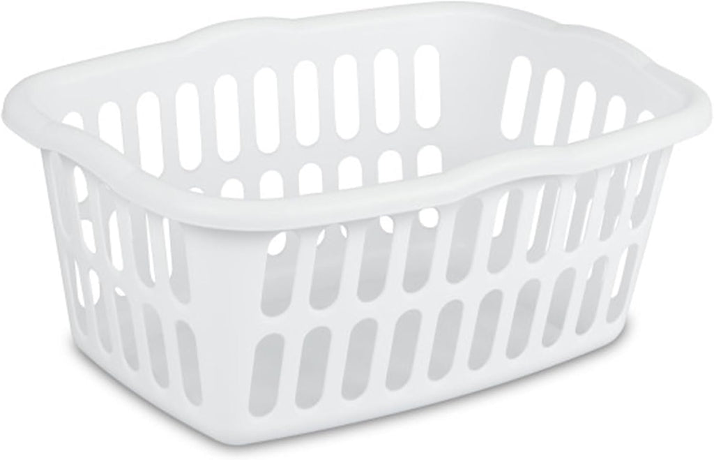 Sterilite Rectangular Laundry Basket - 12-Pack Plastic Clothes Hamper, 1.5 Bushel, White | Ideal for Bedroom & Bathroom Storage